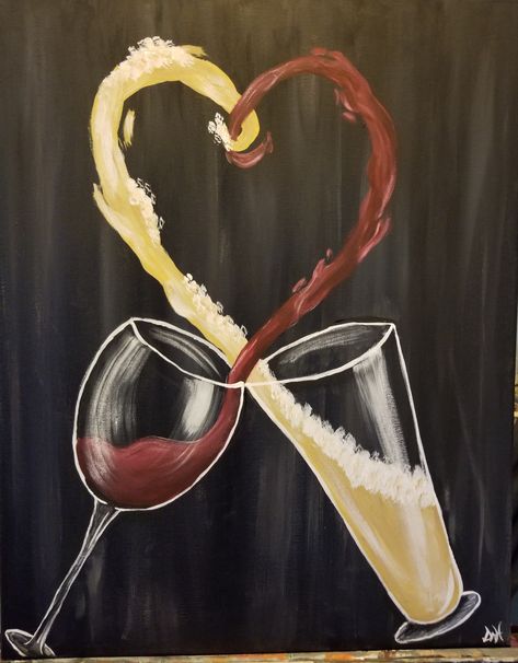 Canvas Painting Ideas Romantic, Valentines Day Painting Ideas On Canvas Couple, Valentine’s Day Sip And Paint Ideas, Valentine’s Day Sip And Paint, Valentines Canvas Painting, Valentines Day Paintings On Canvas Easy, Date Night Painting Ideas, Valentine Canvas Painting, Valentines Canvas Painting Ideas