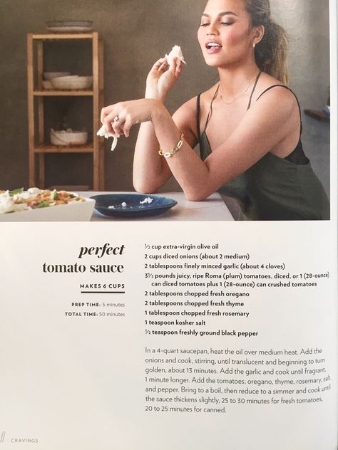 Perfect Tomato Sauce - Chrissy Teigen Christy Tiegan, Pasta Monday, Chrissy Tiegan, Christy Teigen, Magnolia Recipes, Chrissy Teigen Recipes, Beer Chicken, Sausage Gravy, Chrissy Teigen