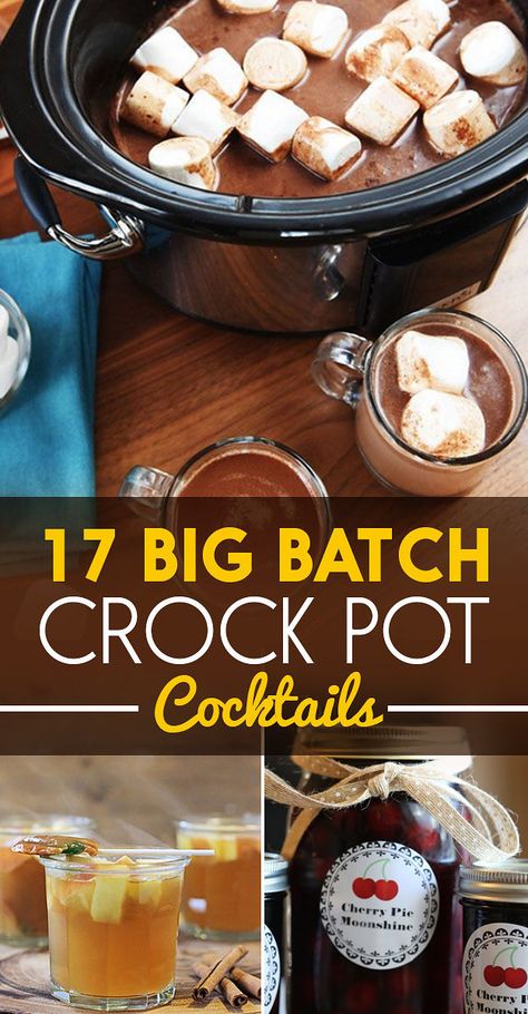 17 Big Batch Cocktails You Can Make In A Crock Pot Big Batch Cocktails, Crockpot Drinks, Homemade Alcohol, Batch Cocktails, Dump Meals, Winter Cocktails, Boozy Drinks, Winter Drinks, Crock Pot Slow Cooker