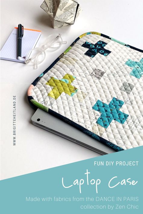 With this fun DIY weekend project you will have one of a kind stylish laptop case. This project is also perfect to sew up your scraps and give as a gift. Fabrics are DANCE IN PARIS by Zen Chic Quilted Laptop Case, Laptop Case Pattern, Diy Laptop Case, Sewn Gifts, Paris Fabric, Backpack Essentials, Laptop Pouch, Chic Quilts, Quilt Magazine