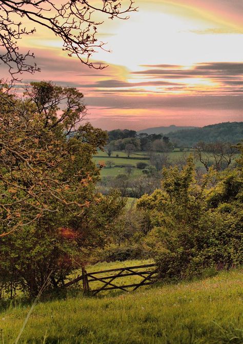 Hill View Aesthetic, Aesthetic Hills, Uk Sunset, Painted Landscapes, Countryside Aesthetic, Hill View, Pretty Scenery, Uk Landscapes, Cotswolds Cottage