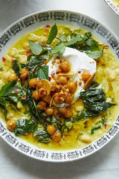 larger Pudding Chia, Spiced Chickpeas, Turmeric Recipes, Chickpea Stew, Nyt Cooking, Healthy Nutrition, A Bowl, Soups And Stews, Coconut Milk