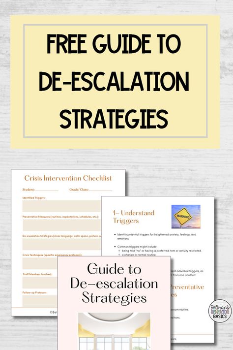 In any special education setting, we often find ourselves faced with challenging situations that require quick and effective responses. Having a solid toolkit for de-escalation strategies is crucial. Today I'm sharing a comprehensive guide I've crafted, offering eight practical tips as well as a crisis intervention checklist. This free resource aims to empower you as much as possible with the knowledge and strategies to help navigate crises successfully. Applied Behavior Analysis Activities, Applied Behavior Analysis Training, Crisis Intervention, Applied Behavior Analysis, Teaching Social Skills, Effective Teaching, Behavior Analysis, Emotional Regulation, Behavior Management