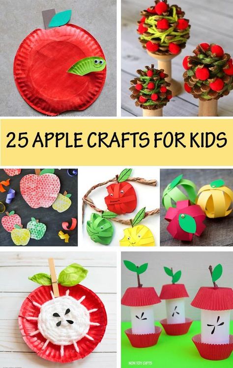 25 easy apple crafts for preschoolers, kindergartners and older kids to make this fall. Paper plate apples, paper apples, yarn apples, handprint apples, apple tree crafts, yarn apples and more. #applecrafts #applecraftkindergartner #craftforpreschool #applecraftpreschool #appletreecraft #fallcraftpreschool Easy Apple Crafts, Apple Crafts For Kids, Apple Crafts Preschool, Preschool Apple Theme, Apple Crafts, Paper Apple, Preschool Crafts Fall, Crafts For Preschoolers, Apple Preschool