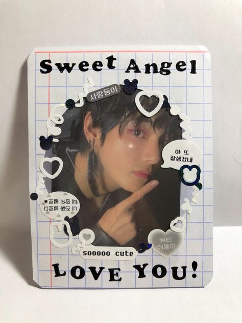 Toploader Deco Black, Diy Photocards Holder, Photo Card Aesthetic, Bts Photocards Aesthetic, Toploader Deco Ideas, Photocard Decoration, Bts Taehyung Aesthetic, Photocard Toploader, Photocards Ideas