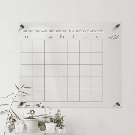 Is this your year to get organized? Then we can help! Our acrylic clear dry erase monthly wall calendar is the perfect stylish addition to your home office while still being functional. Each calendar comes with one black dry erase marker, gold aluminum standoff hardware, and an installation infographic for easy hanging. Size: None.  Color: Multicolor. Calendar In Kitchen, Acrylic Calendar Wall, Chalk Calendar, College Dorm Necessities, Glass Calendar, Pinboard Ideas, Calendar Acrylic, Big Calendar, Dorm Wishlist