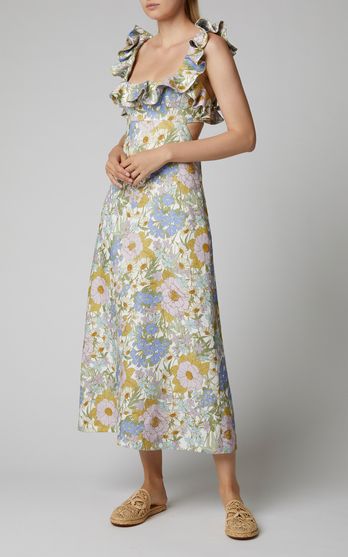 Zimmermann Trunkshow | Moda Operandi Moda Floral, Maternity Wardrobe, Dress 2022, Summer 2025, Linen Summer, Linen Midi Dress, Mellow Yellow, Printed Linen, Inspired Dress