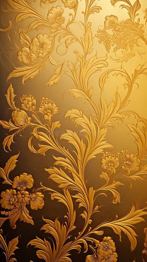 Intricate Golden Floral Texture on Dark Wood Floor royalty free stock photography Golden Butterfly Wallpaper, Golden Texture Backgrounds, Damask Gold Wallpaper, Golden Floral Wallpaper Texture, Luxury Gold Embroidered Jacquard Fabric, Golden Texture, Floral Texture, Butterfly Wallpaper Backgrounds, Dark Wood Floors