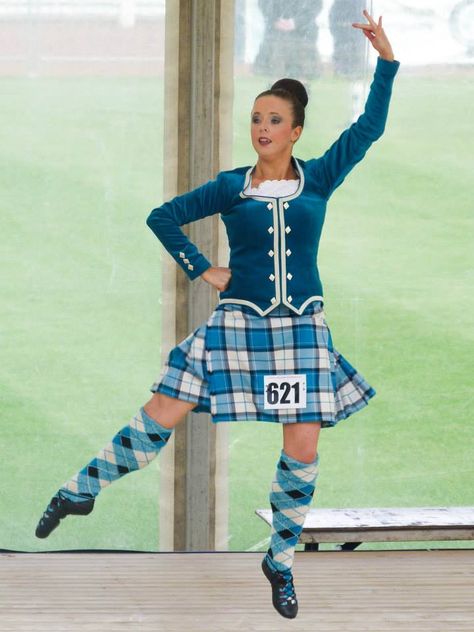 Highland Dance Outfits, Scottish Highland Dance, Turquoise Jacket, Highland Dancing, Dancer Painting, Highland Dance, Kilt Outfits, Highland Games, Tartan Kilt