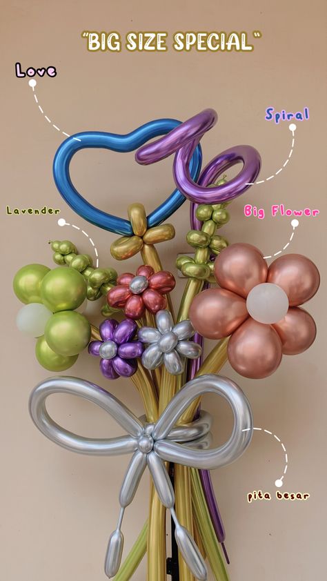 Balloon Flowers Diy, Bouquet Balon, Bucket Balon, Balloon Sculptures Diy, Balloon Flower Bouquet, Flower Balloons Diy, Ballon Diy, Bouquet Balloons, Balloon Logo