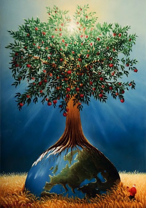 Proverbs and the Tree of Life Art Visionnaire, Tree Of Life Painting, Tree Of Life Art, Blue Earth, Prophetic Art, Celtic Tree Of Life, Soyut Sanat Tabloları, Celtic Tree, Earth Art