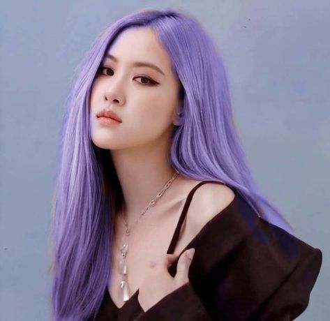 Rosé Purple Hair, Blackpink Purple, Kpop Hair Color, Hair Doctor, Girl Hair Colors, Bp Rosé, Violet Hair, Kpop Hair, Black Pink Background