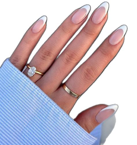 Short French Tip Nails, Long Almond, Baby Blue Nails, Classic French Manicure, Mermaid Nails, Style Français, Blue Nail Designs, Pearl Nails, Stick On Nails