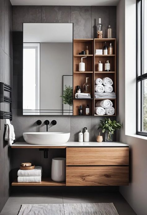 29 Breathtaking Bathroom Decor Ideas to Revamp Your Space 28 The Best Bathroom Design, New House Room Ideas, Room With Bathroom Ideas, Bathroom Smart Ideas, Bathroom Inspo Black And White, Bathroom Inspiration Aesthetic, Small Full Bathroom Color Ideas, Bathroom Styling Ideas Decor, One Sink Bathroom Ideas