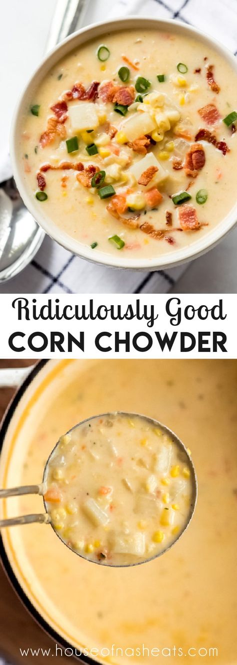 Corn Chowder Soup, Creamy Potatoes, Potato Corn Chowder, Potato Chowder, Corn Chowder Recipe, Chowder Soup, Chowder Recipe, Vegan Healthy, Soup And Stew