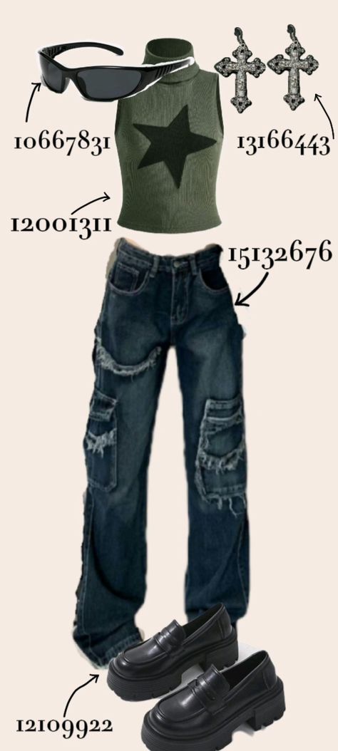 Shein Grunge Outfits Codes, Y2k Shein Outfits Codes, Shein Codes, Low Rise Pants, Outfits Y2k, Shein Outfits, Punk Outfits, Fit Inspo, Grunge Outfits