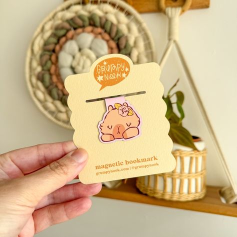 Some of the goodies we are dropping tonight at 6pm! Who's ready for some sleepy Capybaras? Book Packing Ideas, Pin Card Design, Cute Sticker Packaging, Aesthetic Highlight Covers Instagram Pink, Photoshop Tutorial Graphics, Animal Crossing Characters, Book Stamp, Cute Bookmarks, Magnetic Bookmarks