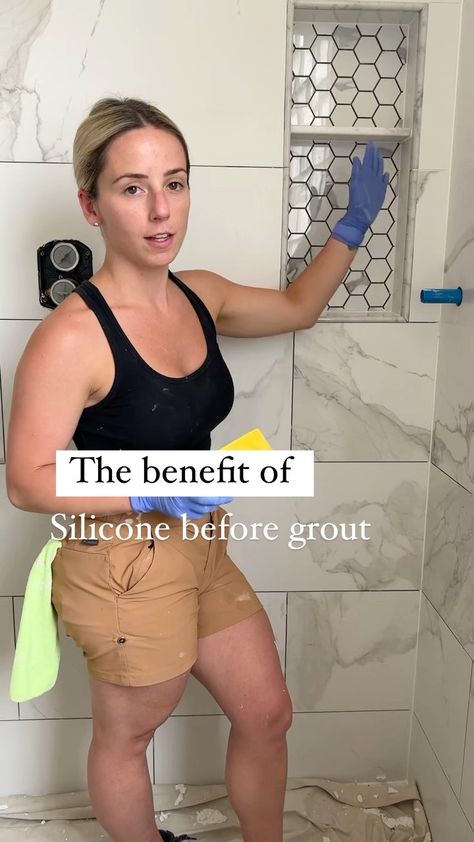 thattilechick on Instagram: I ran all my silicone joints day before grouting. - Next day it made grouting a breeze and no extra clean up in those changes of plane. -… Grout, Tile Installation, Running, Instagram