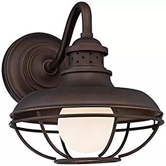 Franklin Park Metal Cage 13" High Bronze Outdoor Wall Light Barn Light Fixtures, Light Fixtures Farmhouse, Outdoor Wall Light Fixtures, Rustic Wall Lighting, Outdoor Barn Lighting, House Deck, Industrial Wall Lights, House With Porch, Rustic Outdoor