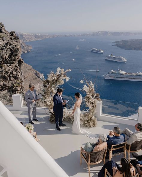 A Romantic Wedding Celebration Under the Santorini Sun✨ The theme of Collin and Michelle’s wedding revolved around branches and natural hues, reflecting their passion for nature and birds. Their dream Santorini wedding was beautifully preserved by the talented photographers and videographers @ericaandmanu. They captured stunning photos of this personal celebration and created a video highlighting the vibrant Santorini colors, the picturesque surroundings, and the deep love between the newlyw... Ruins Wedding, Greece Elopement, Destination Dress, Santorini Wedding, Personal Celebration, Wedding Mood Board, Wedding Mood, Deep Love, Wedding Celebration