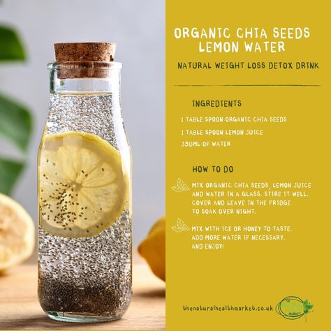 Organic chia seeds and lemon water make a powerful weight loss detox drink. Organic chia seeds are rich in nutrients that aid in weight loss and overall health, while lemon water boosts metabolism and detoxifies. Stay hydrated and eat a balanced diet for best results. #detox #drinks #weightloss #chiaseeds #lemon #water #thenaturalMKT Chia Water, Chia Seed Drinks, Chia Seed Water, Lemon Detox, Natural Colon Cleanse, A Balanced Diet, Infused Water, Lemon Water, Art Characters