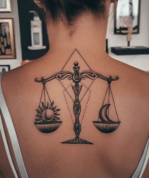 Balance Scale Tattoo Design, Libra Scale Tattoo For Men, Hourglass Tattoos For Women, Scales Tattoo Balance, Libra Woman Tattoo, Libra Scale Tattoo Women, Libra Tattoos For Women, Libra Back Tattoo, Best Libra Tattoos