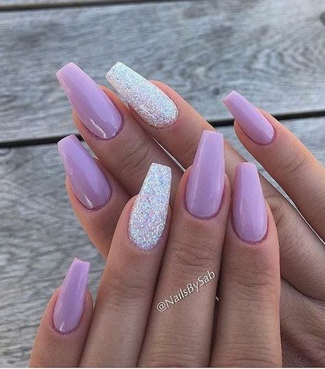 Ombre Nail Design, Ongles Gel Violet, Purple Glitter Nails, Lilac Nails, Purple Acrylic Nails, Lavender Nails, Edgy Nails, Cute Acrylic Nail Designs, Simple Acrylic Nails