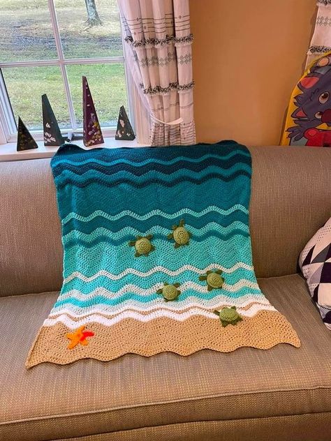 Free Crochet Patterns & Crafters on the Tedooo App 🧶 | Daryl Walsh made this for my little sea turtle loving granddaughter for Christmas | Facebook Beach Blanket Crochet, Turtle Blanket, Beach Crochet, Crochet Turtle, Crochet Blanket Afghan, Crochet Blanket Designs, Manta Crochet, Baby Turtles, Crochet Patterns Free Blanket