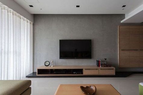 Concrete Interior Design, Ruang Tv, Tv Mounted, Tv Fal, Concrete Interiors, Tv Wand, Living Room Tv Unit, Tv Room Design, 아파트 인테리어