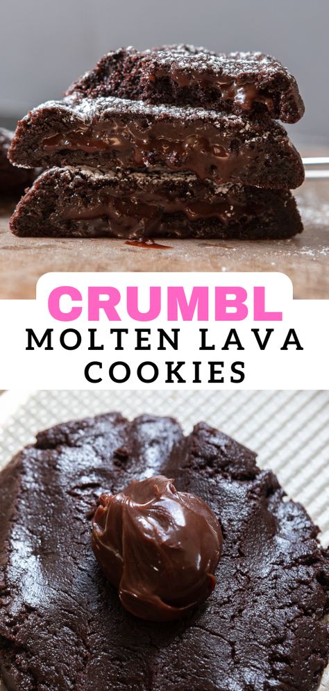 Molten Lava Cookies, Lava Cookies, Lifestyle Of A Foodie, Crumble Cookie Recipe, Chocolate Fudge Sauce, Hot Chocolate Cookies, Molten Lava, Crumble Recipe, Gourmet Cookies