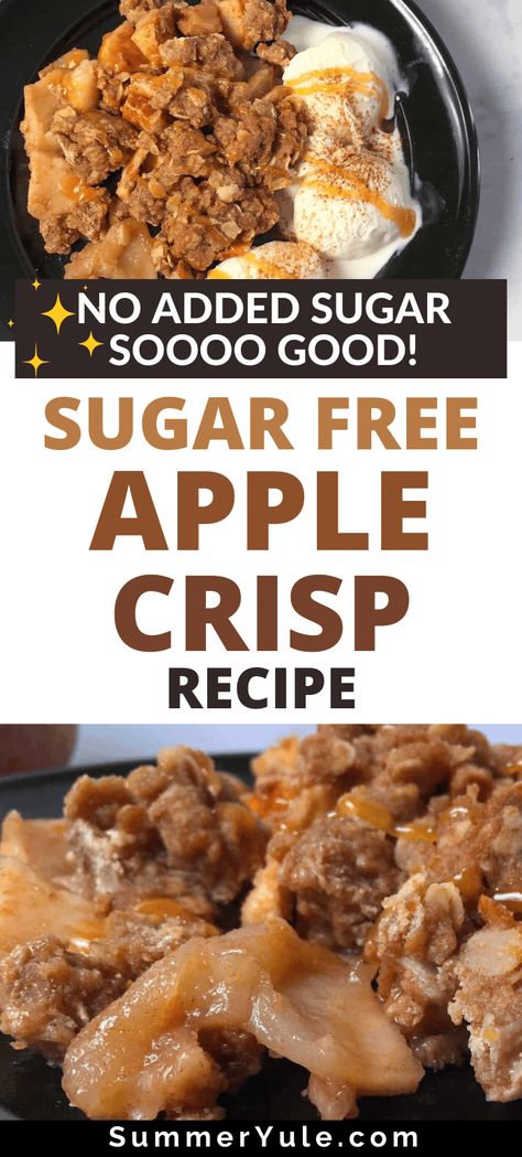 Let's talk about how to make sugar free apple crisp with Swerve (a 1:1 sugar substitute)! This healthier apple crisp is a good option if you're looking for a lower calorie and lower carb fruit dessert. My family all loved this lighter version of classic apple crisp... unfortunately, this sugar free dessert did not love me. ☹ Read on to learn why! Sugar Free Apple Recipes, Apple Recipes No Sugar, Sugar Free Apple Crisp, Gluten Free Apple Recipes, Apple Crisp Without Oats, Apple Crisp Recipe Healthy, Apple Crisp Pie, Apple Crisp Topping, Slow Cooker Applesauce