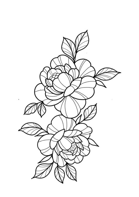 Peony Flower Tattoos, Flash Tattoo Designs, Drawing Color, Coloring Art, Tattoo Stencil Outline, Floral Tattoo Design, Tattoo Portfolio, Tattoo Style Drawings, Line Work Tattoo