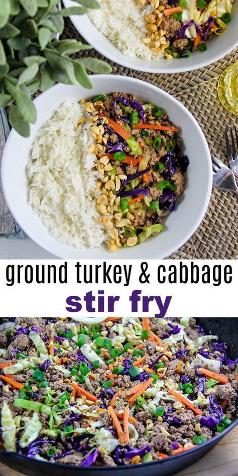 Ground Turkey And Cabbage Recipes, Turkey And Cabbage Recipes, Ground Turkey And Cabbage, Turkey And Cabbage, Ground Turkey Cabbage, Stir Fried Cabbage Recipes, Turkey Cabbage, Stir Fry Meal Prep, Zucchini Skillet