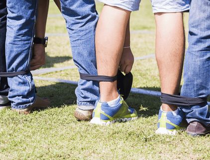 3-Legged-Race Feild Game for Corporate BBQ Entertainment (422x422) 3 Legged Race Ideas, Company Picnic Games, Three Legged Race, 3 Legged Race, Field Games, Work Games, Picnic Games, Relay Races, Team Bonding