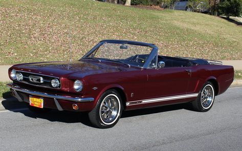 1966 Mustang Gt, Ford Mustang Gt Convertible, Mustang Gt Convertible, Burgundy Paint, Ultimate Garage, R34 Gtr, Old Vintage Cars, 1966 Ford Mustang, Mustang Convertible