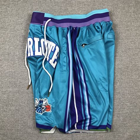 Men’s 2024 NBA Charlotte Hornets Classic Retro Throwback Turquoise Embroidered Swingman Shorts Charlotte Hornets, Hornet, Nba, Turquoise