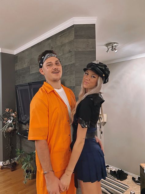 Police And Convict Costume, Police And Robber Costume Couple, Police And Inmate Costume Couple, Police Officer And Prisoner Costume, Police And Prisoner Costume Couple, Cop And Robber Costume Couple, Prisoner Costume Men, Cop And Prisoner Costumes Couples, Cops And Robbers Costume