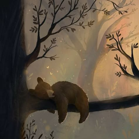 Autumn Illustrations, Slate Painting, Sleeping Bear, Chalkboard Ideas, Winter Illustration, Bear Illustration, Forest Illustration, The Patriot, Bear Cub