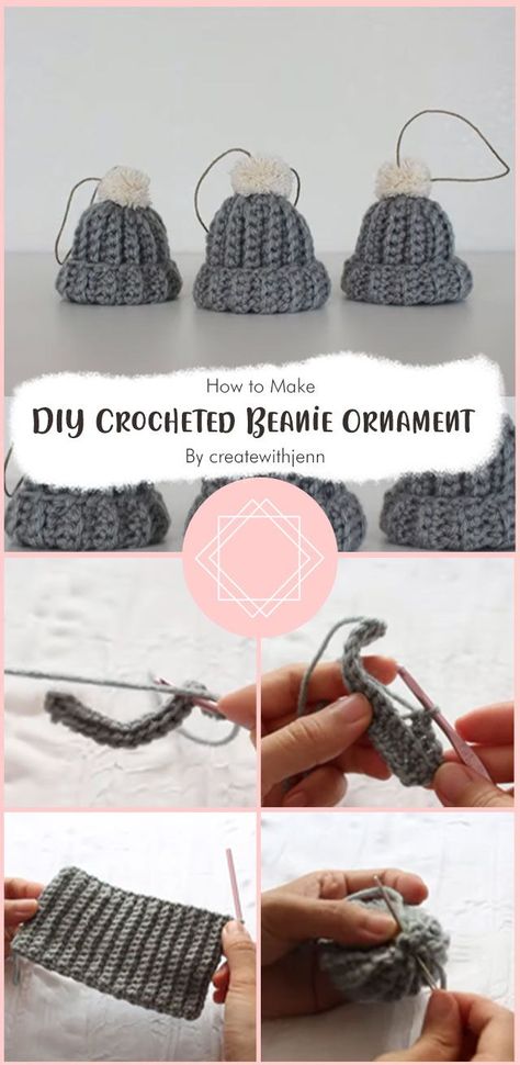 Beanie Ornament, Crochet Christmas Ornaments Free Pattern, Winter Hat Pattern, Yarns Ornaments, Crochet Beanie Pattern Free, Crochet Christmas Ornaments Free, Crocheted Beanie, Crochet Ornament Patterns, Knitting Patterns Free Beginner