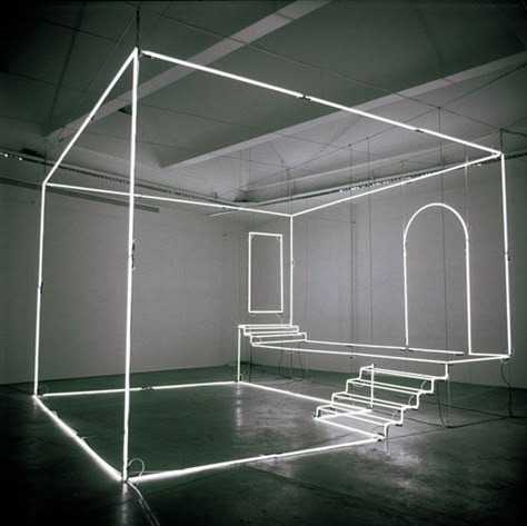 Les maisons minimalistes de Massimo Uberti Light Art Installation, Neon Art, Light Installation, Sculpture Installation, Art Installation, Art Installations, Stage Design, Land Art, Neon Lights