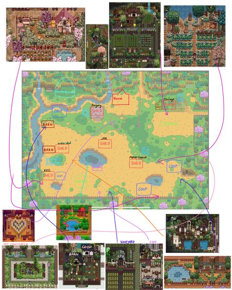 Stardew Valley Meadowlands Farm Layout 1.6, Stardew Valley Meadow Farm, Meadow Farm Layout Stardew, Stardew Valley Farm Layout Meadowlands, Stardew Valley Standard Farm Layout, Stardew Mods, Stardew Valley Layout, Stardew Valley Tips, Stardew Valley Farms