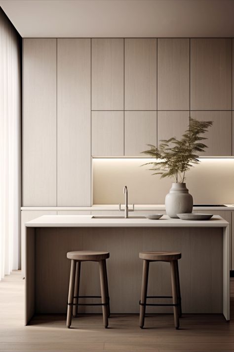 Minimal & monochrome kitchen design, keep it simple but sophisticated <3 #minimalkitchen #monochromedesign #interiordesign #tachara #minimalhome #modernkitchen #moderndesign Monochrome Interior Design, Monochrome Kitchen, Minimal Monochrome, House Extension Plans, Lake House Kitchen, Kitchen Tiles Design, Monochrome Interior, Modern Luxury Bedroom, Kitchen Benches