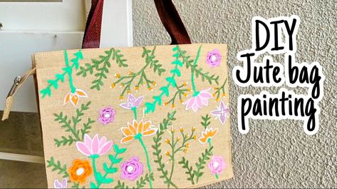 Diy Jute Bags, Jute Bag, Bag Diy, Jute Bags, Paint Party, How To Paint, Fabric Painting, Diy Bag, Painting Projects