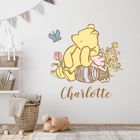 Pooh Nursery, Winnie The Pooh Piglet, Winnie The Pooh Nursery, Pooh Piglet, Classic Winnie The Pooh, Disney Nursery, Watercolor Floral Pattern, Whimsical Wonderland, Nursery Inspo