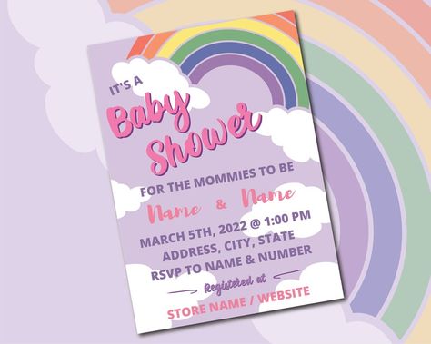 Couples Baby Shower Invitations, Baby Shower Announcement, Rainbow Invitations, Couples Baby Showers, Baby Shower Templates, Event Tent, Invitation Baby Shower, Party People, Window Clings