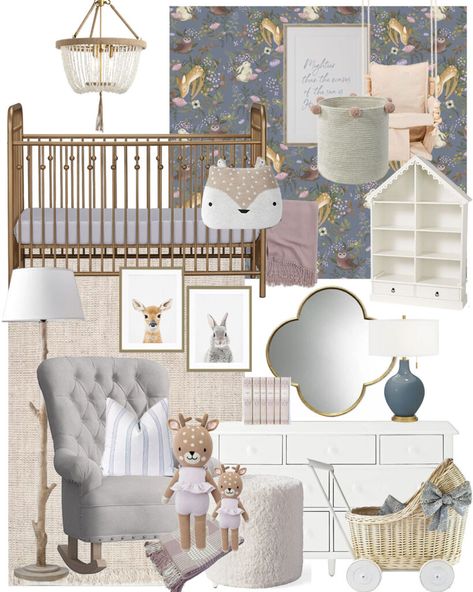 Girls Nursery Mood Boards - Dear Lillie Studio Nursery Vision Board, Whimsical Nursery Theme, Whimsical Girl Nursery, Vintage Fairytale Nursery, Whimsical Nursery Girl, Hygge Nursery, Nursery 2023, Whimsical Nursery Decor, Nursery Design Board