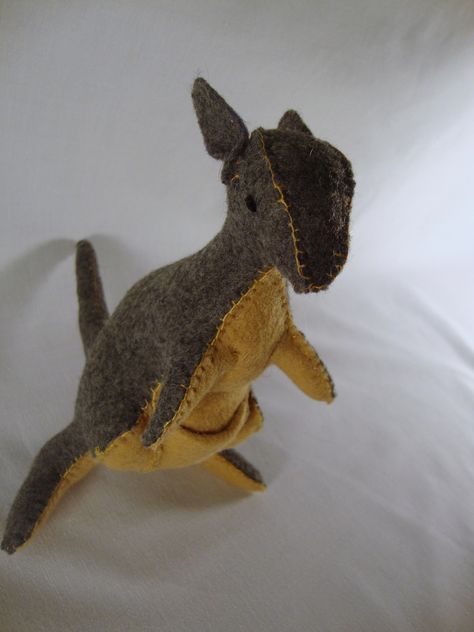 Kangaroo Plushie  •  Make an animal plushie in under 120 minutes Kangaroo Plush Pattern, Kangaroo Plush, Plush Pattern, An Animal, Kangaroo, Dinosaur Stuffed Animal, Sewing Projects, Felt, Sewing