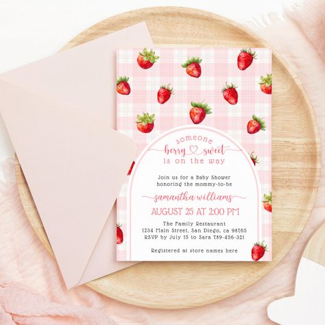 Strawberry Sweet Summer Rustic Baby Girl Shower Invitation #Invitation #card #template #design #pinterestquotes #pinterestideas #pinterestmom #pinterestwedding #aesthetic #love #art #pinterestsuccess Strawberry Summer, Summer Baby Shower, Baby Shower Supplies, Rustic Baby, Rustic Baby Shower, Whimsical Fashion, Sweet Summer