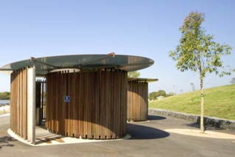 Toilet Outdoor Design, Outdoor Restrooms, Outdoor Restroom, Public Restroom Design, Restroom Architecture, Toilet Outdoor, Toilette Design, Concept Models Architecture, Outdoor Toilet