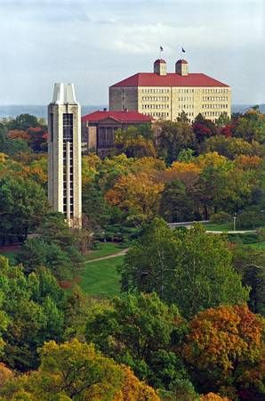 KU in the fall- Campanile and Fraser Hall Ku Basketball, Kansas Jayhawks Basketball, Kansas Basketball, Rock Chalk Jayhawk, Ku Jayhawks, Kansas Usa, First Year Of College, Lawrence Kansas, Campus Map